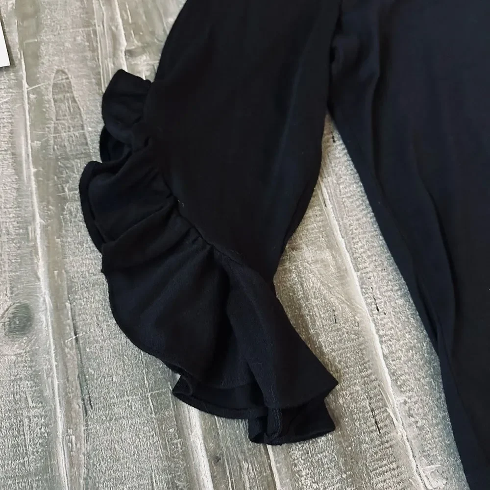 Banana Republic Black Ruffled Sleeves Blouse Top M
